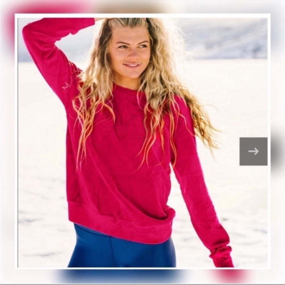 Pink Velvet ZYIA Active Crew-Neck Sweatshirt Women’s Size Medium Barbie Hot Pink